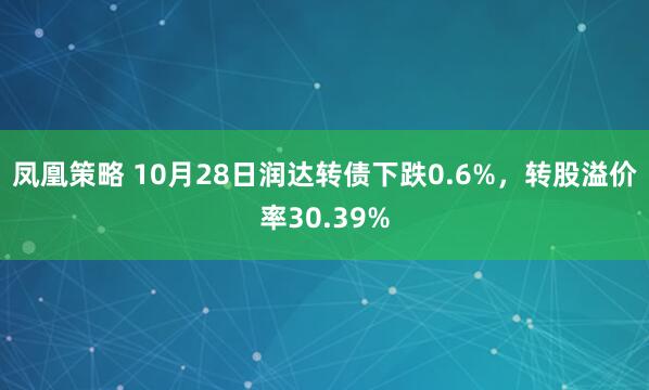 凤凰策略 10月28日润达转债下跌0.6%，转股溢价率30.39%